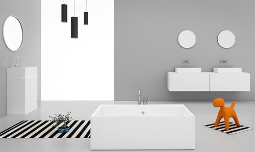 Geometric Simplicity For A Luxury Bathroom In Downtown Design 2017 ➤ To see more news about Luxury Bathrooms in the world visit us at http://luxurybathrooms.eu/ #luxurybathrooms #interiordesign #homedecor @BathroomsLuxury @bocadolobo @delightfulll @brabbu @essentialhomeeu @circudesign @mvalentinabath @luxxu @covethouse_